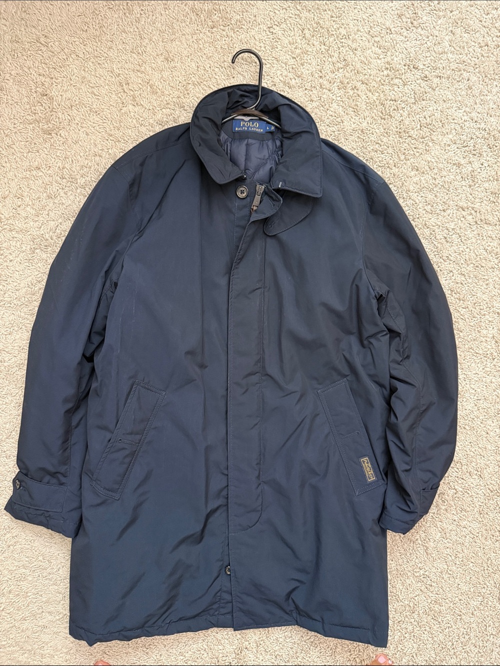 Polo by Ralph Lauren Navy Trench Coat with Stand Collar